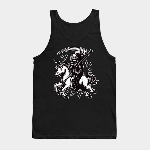 Grim Reaper Ride Unicorn Tank Top by fikriamrullah